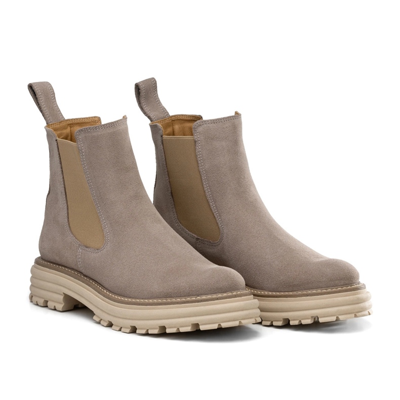 Chelsea boots med tjock sula, beige mocka, Butdam Wos