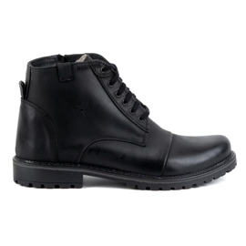 Olivier Vinterläderstövlar för män 137 marinblå – Skor med dragkedja