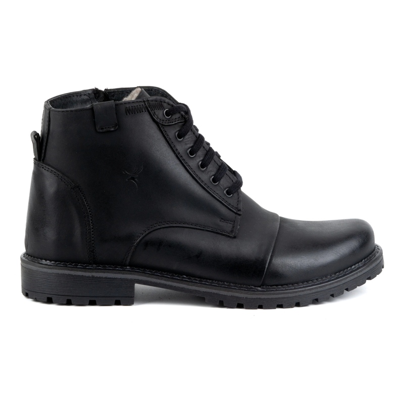 Olivier Vinterläderstövlar för män 137 marinblå – Skor med dragkedja