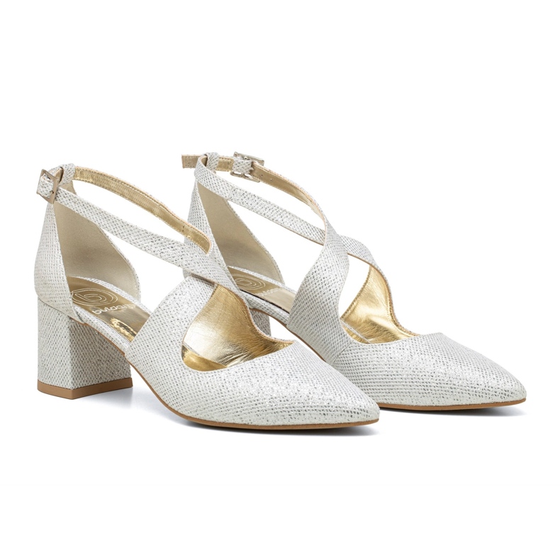 BUTDAM Lågklackade bröllopsskor med silverglitter Alba-band silver-