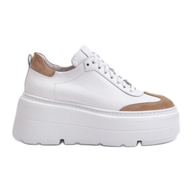 Lädersneakers på en massiv plattform Lewski 3635/X Vit-Beige
