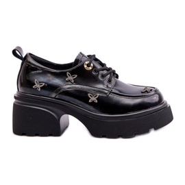Patentskor för damer med dekorationer Naturläder Artiker 55C0419 Svart
