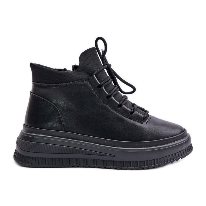Lätta sportskor i läder på Artiker Platform 55C1041 Svart