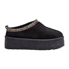 Platformtofflor för kvinnor med broderi, svart Neroma