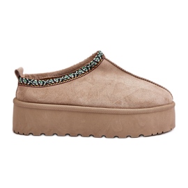 Platformtofflor för kvinnor med broderi, beige neroma