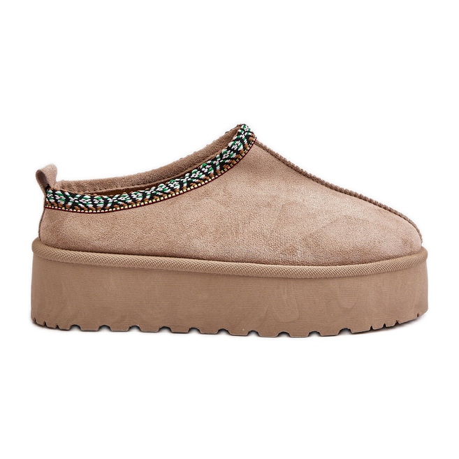 Platformtofflor för kvinnor med broderi, beige neroma