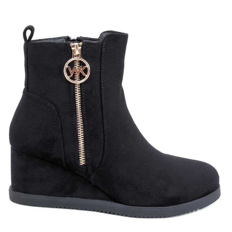 Vavin Black wedge ankelboots med gulddragkedja svart