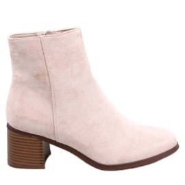 Klassiska Annie Beige högklackade ankelboots