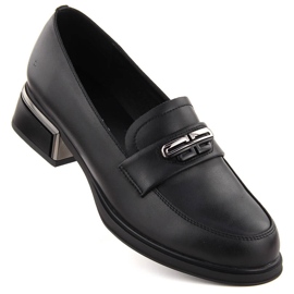 Skinnskor för kvinnor med dekorativ klack, svart Vinceza 77102