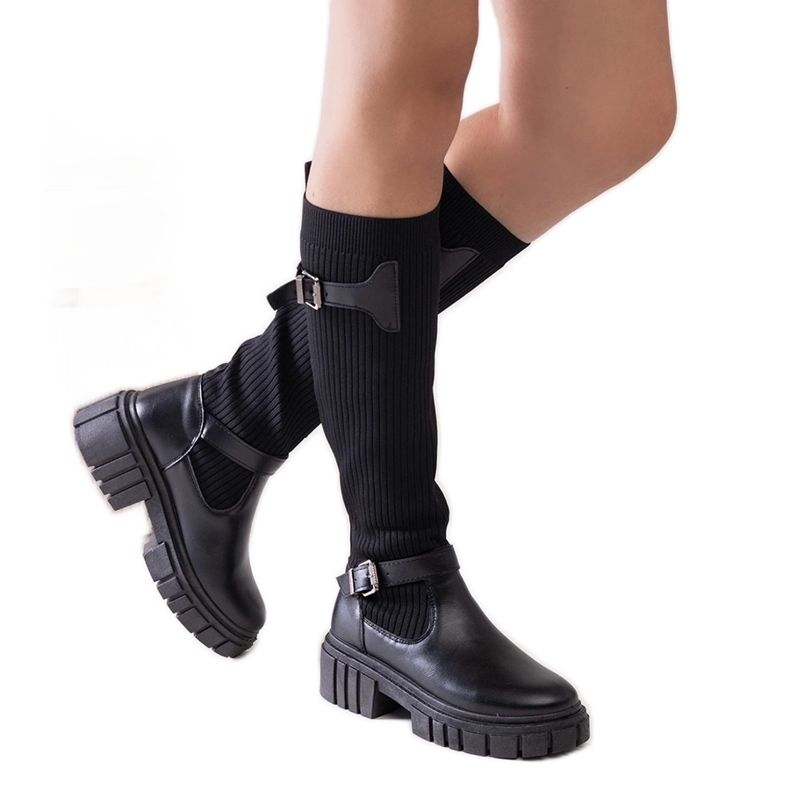 Miste svarta slip-on boots med elastisk ovandel