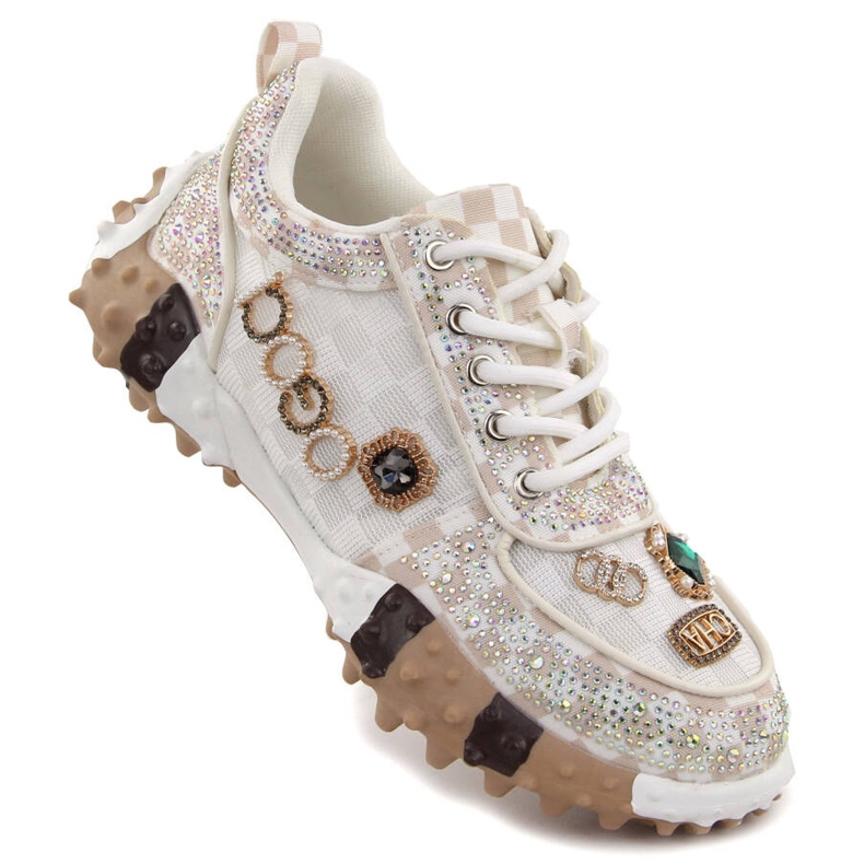 Damskor rikt dekorerade med zirkoner, vit Potocki 16324