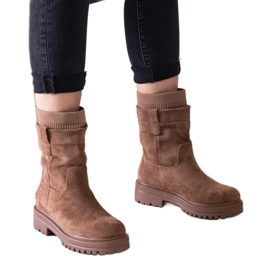 Bruna slip-on ankelboots med en Ralia-strumpa