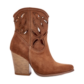 Lewski Shoes Cowboystövlar i mocka med genombrutet mönster Lewski 3612 Brun beige