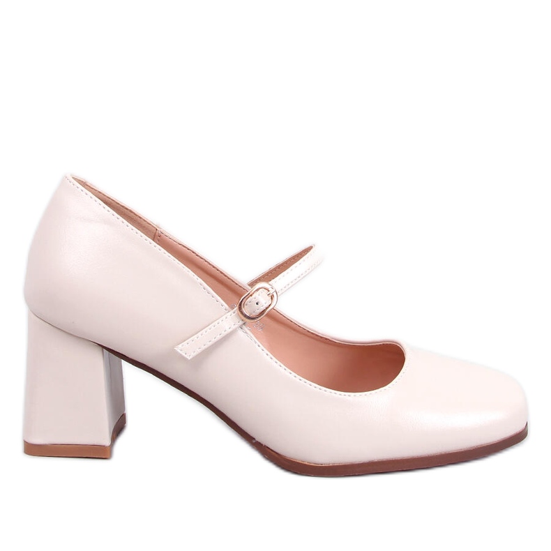 Mary Jane Keefel Beige högklackade pumps