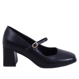 Mary Jane Keefel Svarta högklackade pumps