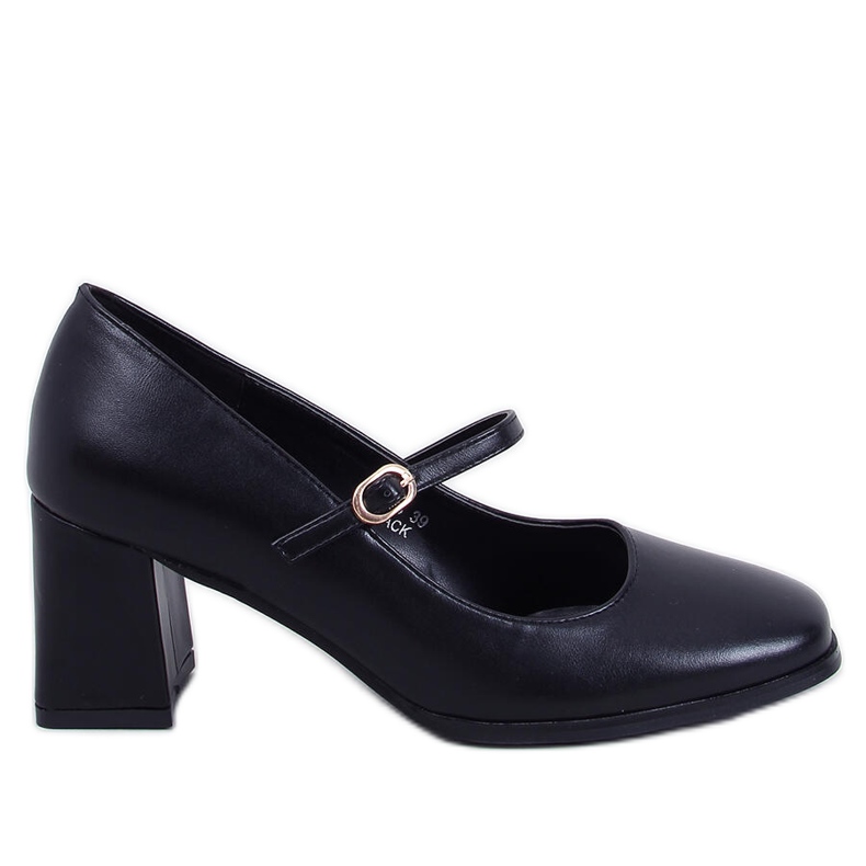 Mary Jane Keefel Svarta högklackade pumps