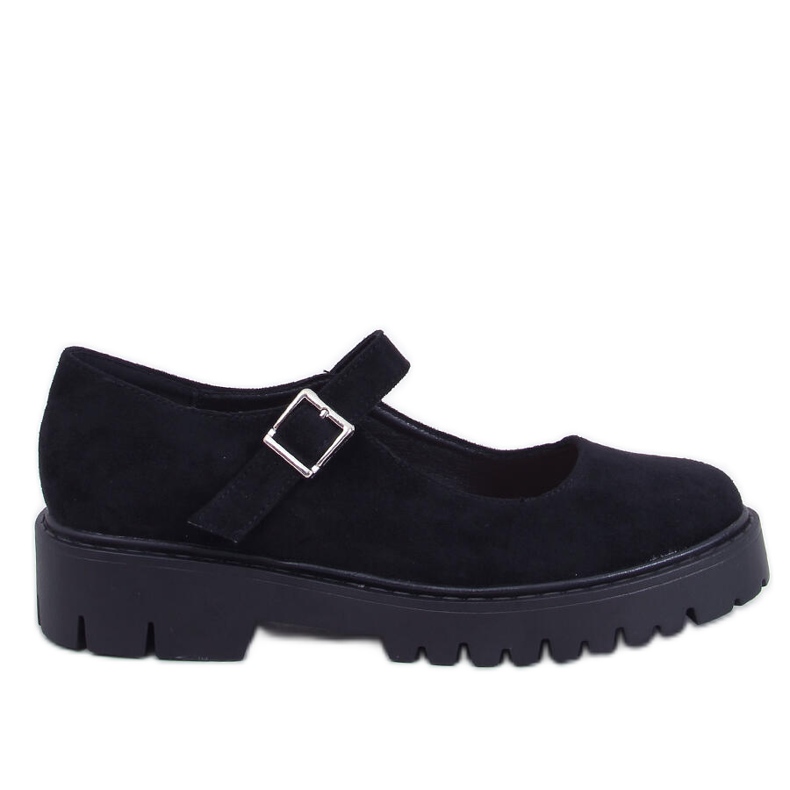 Holmess Black strappy plattform balett lägenheter svart