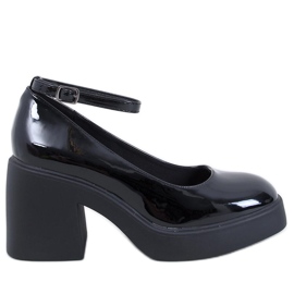 Termet Black pumps med bred klack svart