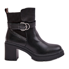 Högklackade damstövlar, varma, dragkedja, svarta Inabelle