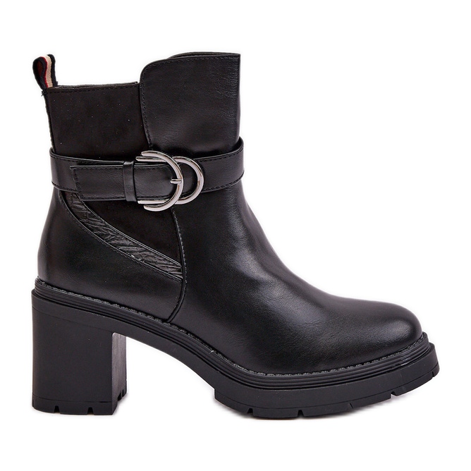 Högklackade damstövlar, varma, dragkedja, svarta Inabelle