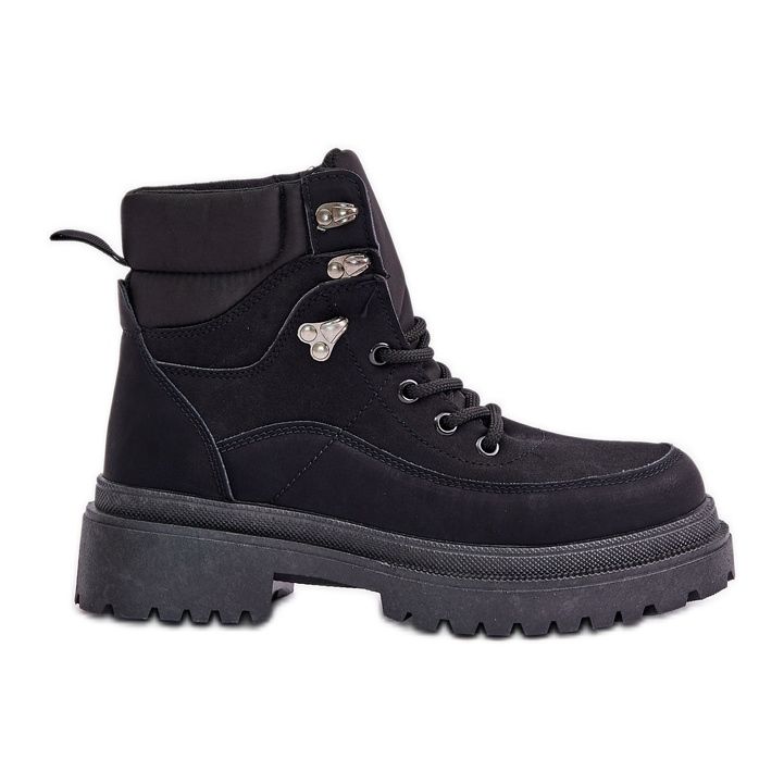 Trapper Boots för kvinnor Snörning Svart Rabaria