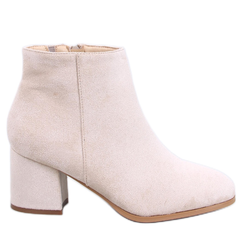 Marple Beige släta högklackade ankelboots