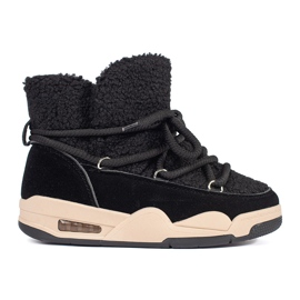 Seastar Svarta snöstövlar för kvinnor med tjock sula