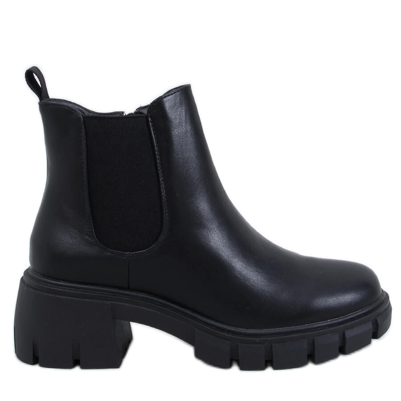 Ledeck Black Pu Chelsea boots med breda klackar svart