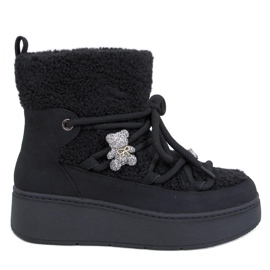 Remati Svarta snökängor med shearling