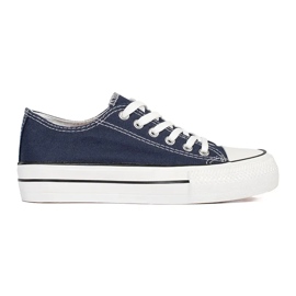 Seastar Marinblå klassiska damsneakers med snörning med plattform