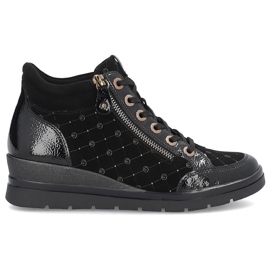 Rieker Kvinnliga stövlar i läder, patent Remonte R0773-04 svart