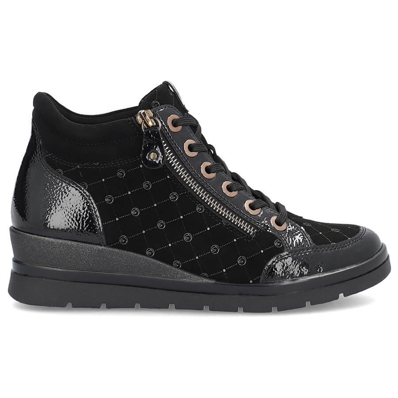 Rieker Kvinnliga stövlar i läder, patent Remonte R0773-04 svart