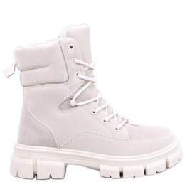 Torey White isolerade ankelboots med snörning beige