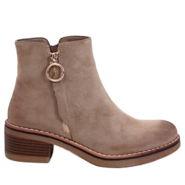 Levere Khaki nubuck lågklackade ankelstövlar beige