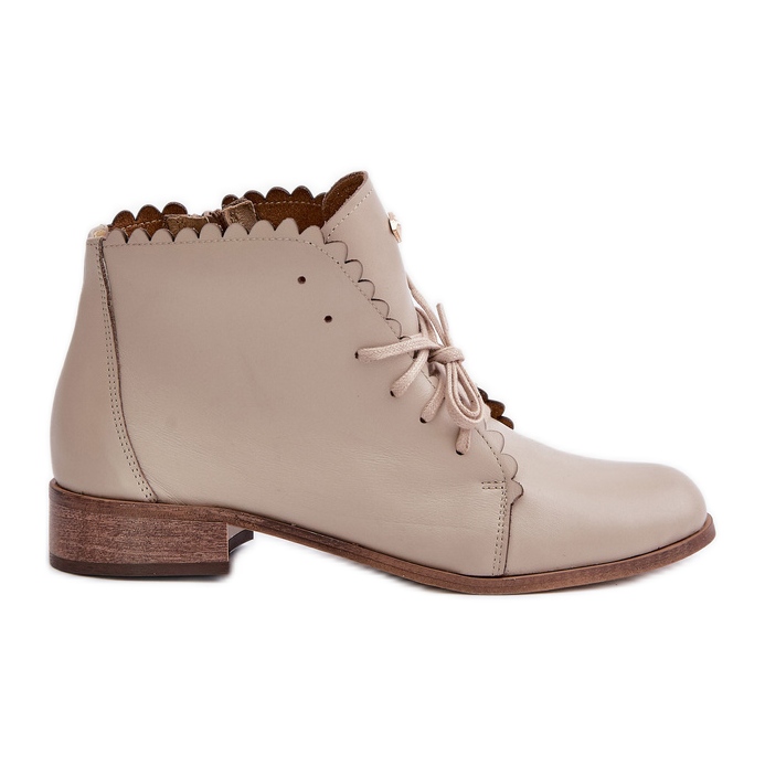 Zazoo 2964 Beige Läder Flat Boots