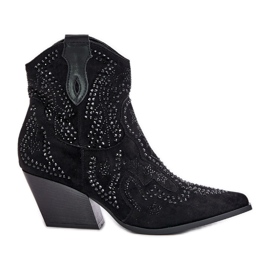 Dekorerade svarta högklackade cowboystövlar Kaivina