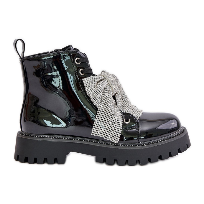 Lackstövlar för damer med rosett, Black Ocenttia svart