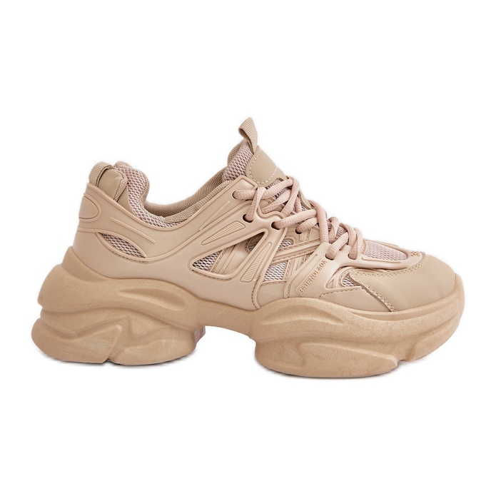 Beige Amoserna damsneakers med tjock sula