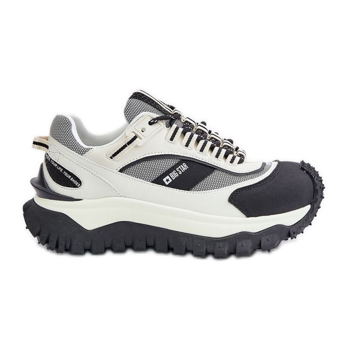 Sneakers i läder för kvinnor på Big Star-plattformen OO274A220 HI-POLY System Vit och Svart