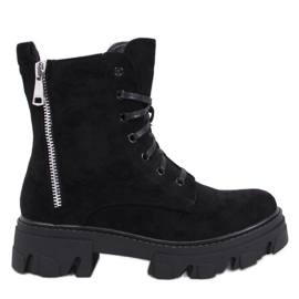 Healy Black ankelboots med snörning och tjock sula svart