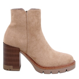 Högklackade ankelboots med Paratto Khaki-skydd beige