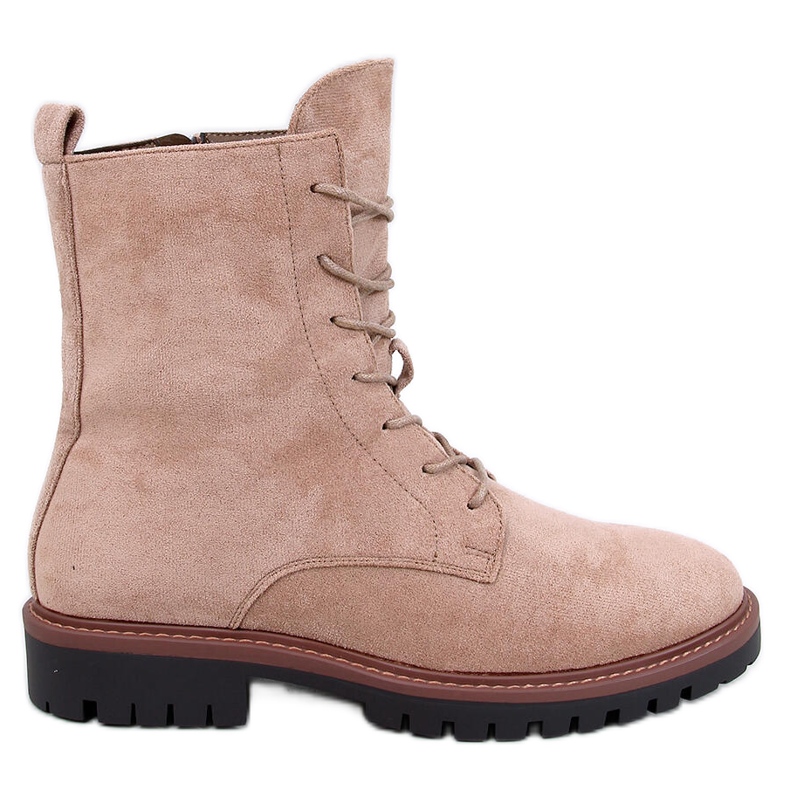 Simmer Khaki mocka stövlar med snörning beige