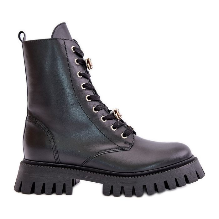 Arbetarstövlar i läder med dragkedjor CheBello 4553 Svart