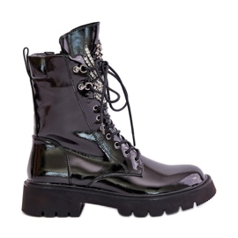 S.Barski Arbetarstövlar med dekoration isolerade D&amp;A MR880-080 Svart