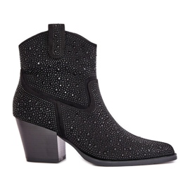 Dekorerade Cowboystövlar på höga klackar med spetsiga tår S.Barski HY42-121 Svart