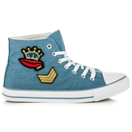 Höga Sneakers På Bindningen blå