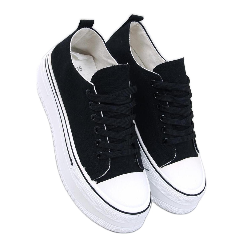 Loic Svarta sneakers med hög sula - Inello