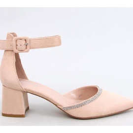 Bardini Nude högklackade pumps med ankelrem - Inello beige