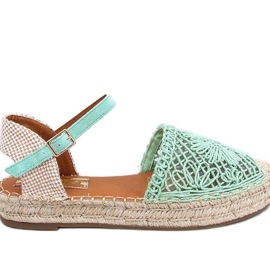 Gröna genombrutna espadrillesandaler