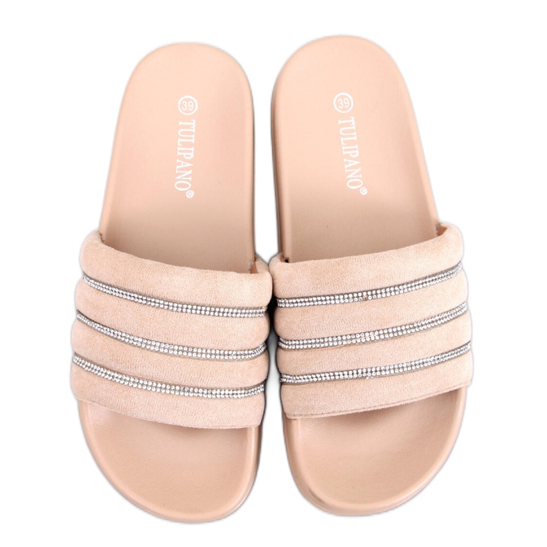 Beige strass sandal med flip-flops